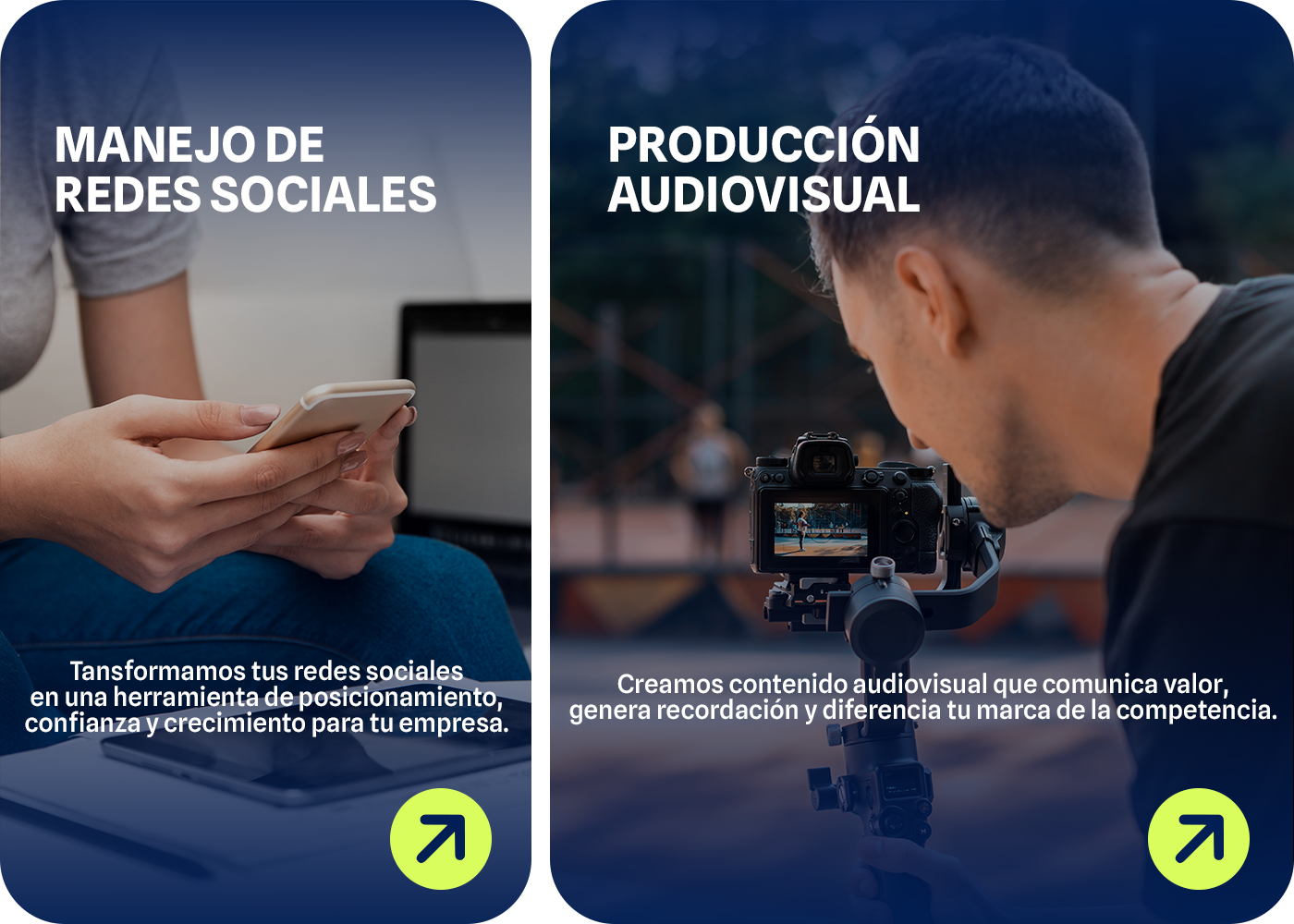 Servicios de manejo de redes sociales y producción audiovisual