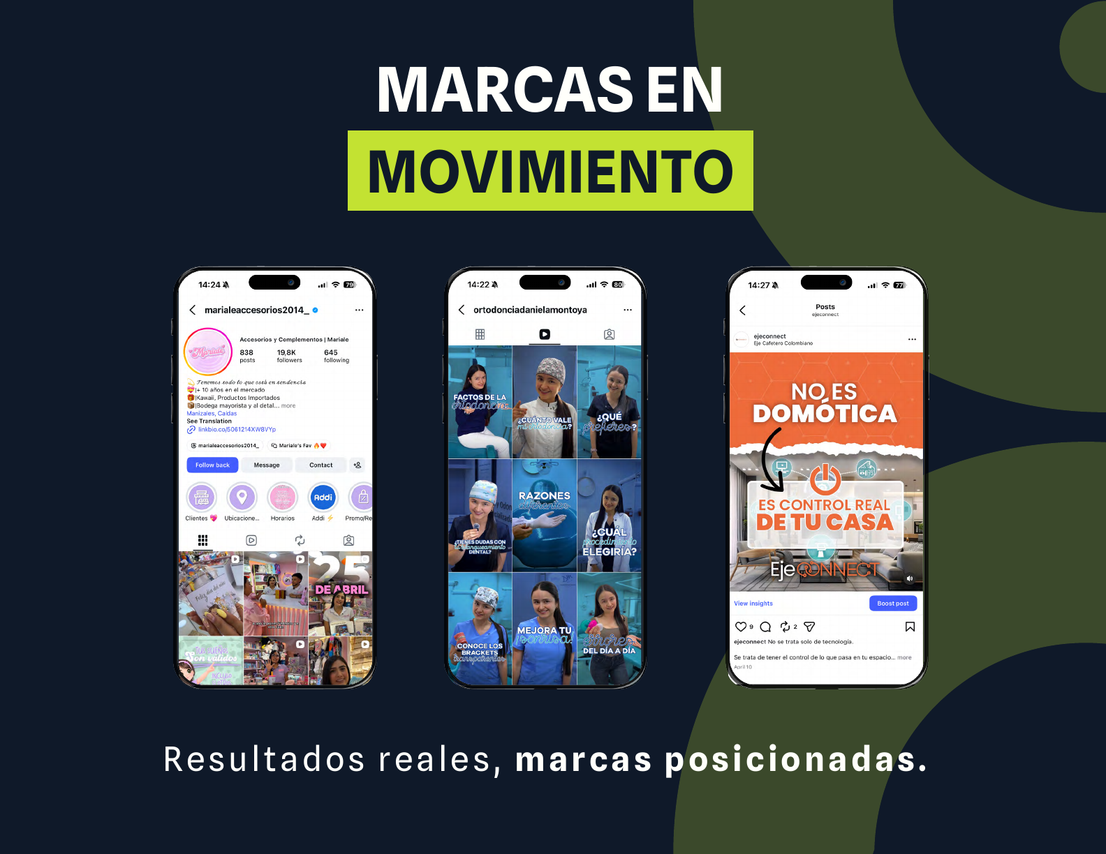 Marcas en movimiento con perfiles y contenidos digitales